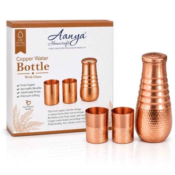 Aanya Homecraft Hammered Pure Copper Bottle Set