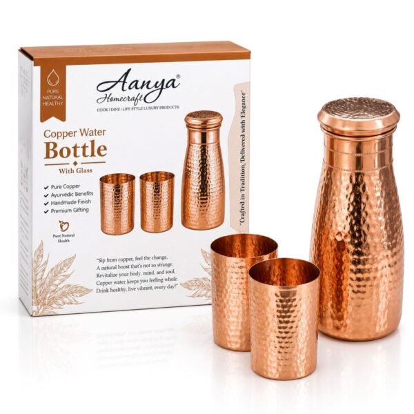 Aanya Homecraft Antique Finish Copper Bottle Set