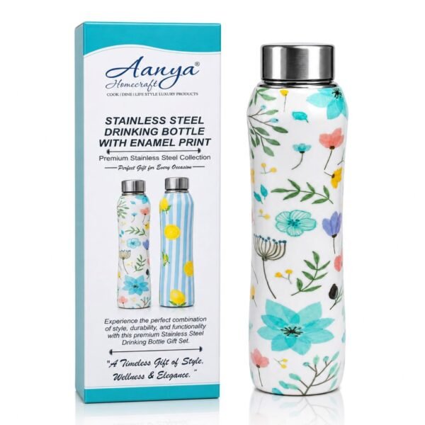 Aanya Homecraft Floral Enamel Steel Bottle