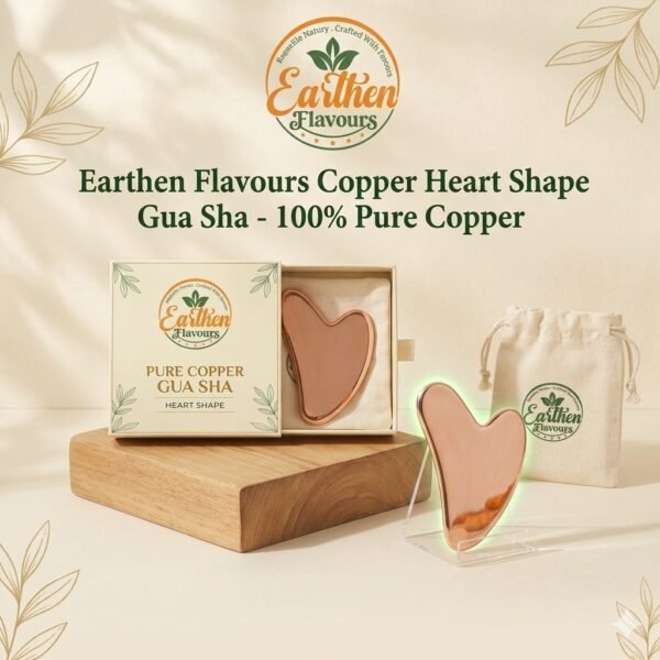 Earthen Flavours Premium 100% Pure Copper Heart Shape Gua Sha Facial Massager Tool